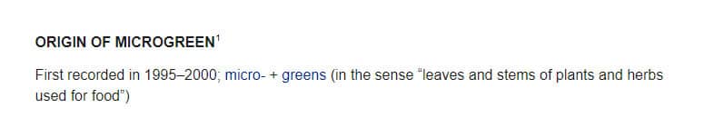 Dictionary.com Origin Of The Word Microgreens