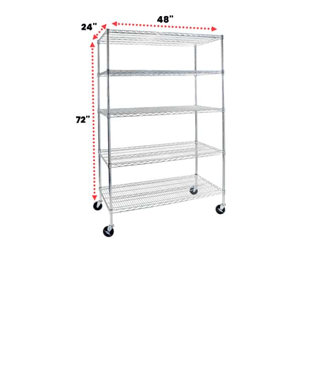 5 tier Heavy Duty Wire Shelving Unit with wheels