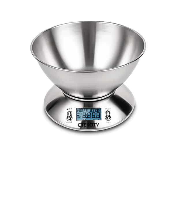 Stainless steel kitchen scale with bowl
