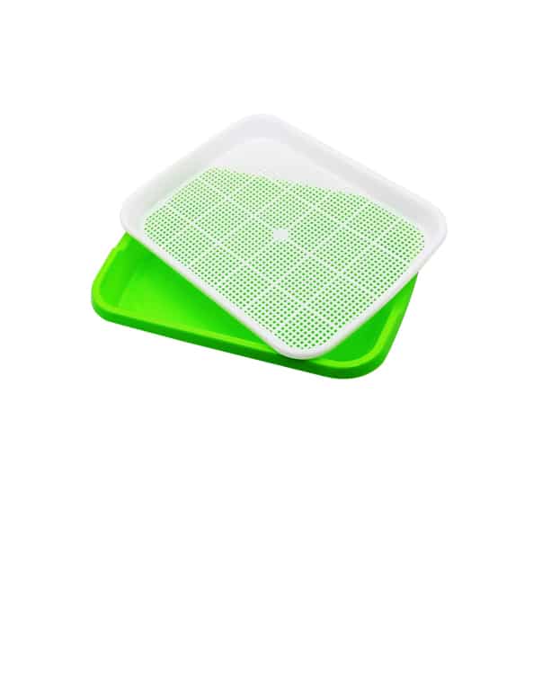 shallow green microgreen propagation tray with mesh tray
