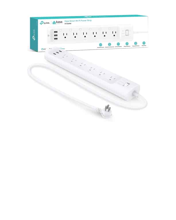 Surge Protector with 6 Individually Controlled Smart Outlets and 3 USB Ports next to a box