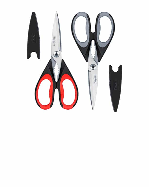 heavy duty kitchen shears in black and gray colors