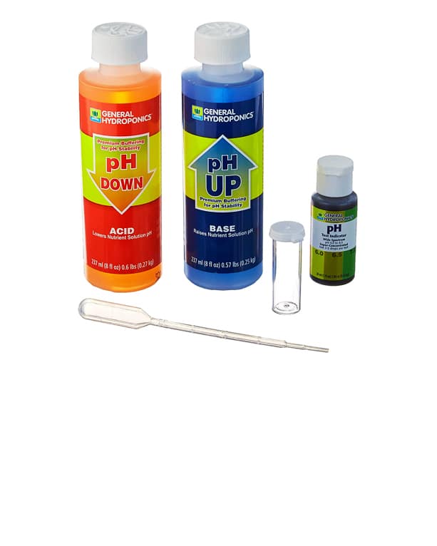 Water pH adjustment kit with flask and pipette