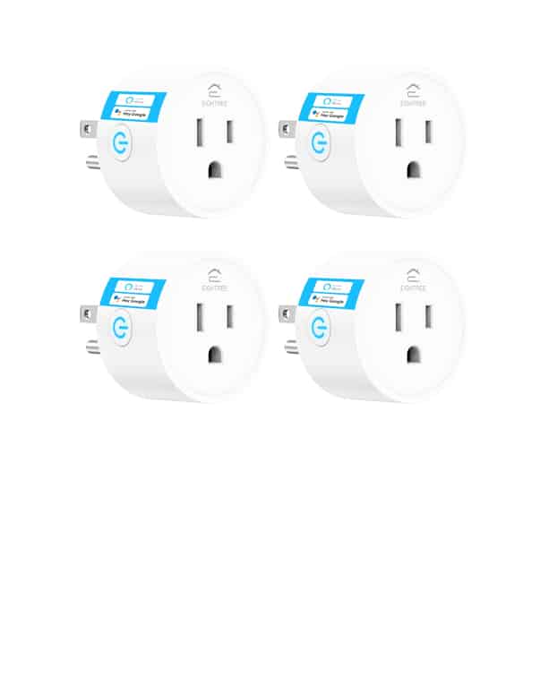 Four white smart wall outlets